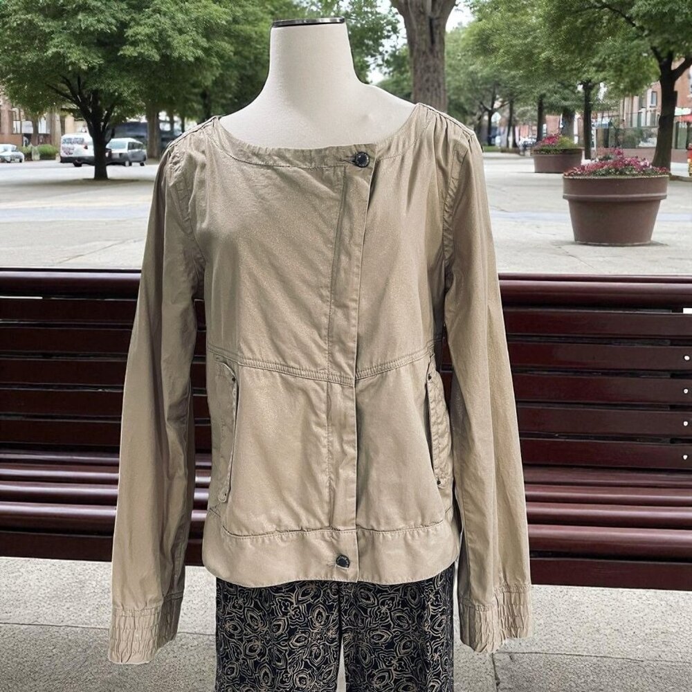 Unionbay‎ Metallic Gold Tan Cotton Jacket Womens XL Lightweight Casual Utility